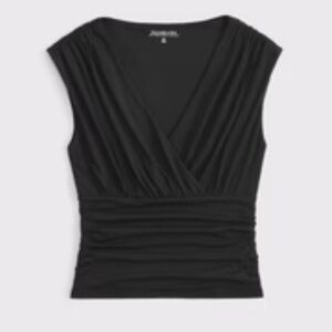 Abercrombie & Fitch Black Rouched V Neck Blouse